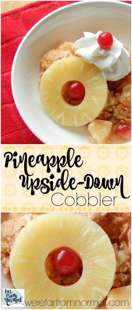 YUM!! All of the delicious flavor of a pineapple upside-down cake but in a super easy to make cobbler!