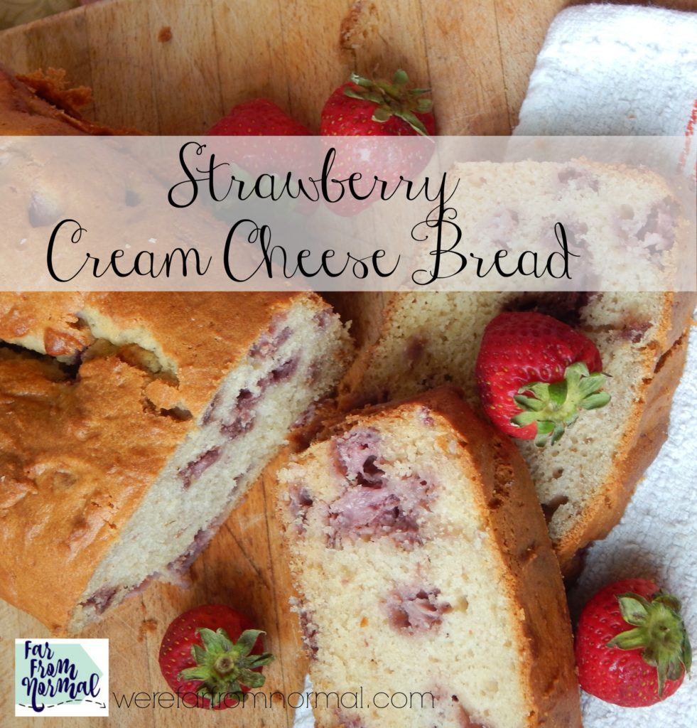 This strawberry cream cheese bread is bursting with strawberry flavor! Soft, just sweet enough and full of juicy berries it's just about perfect!