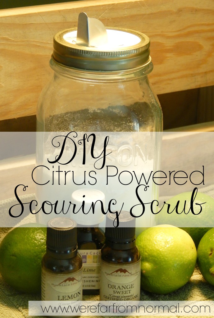 DIY Citrus Powered Scouring Scrub. An all natural blend combines with the power of citrus essential oils to create a scrub great for any surface.
