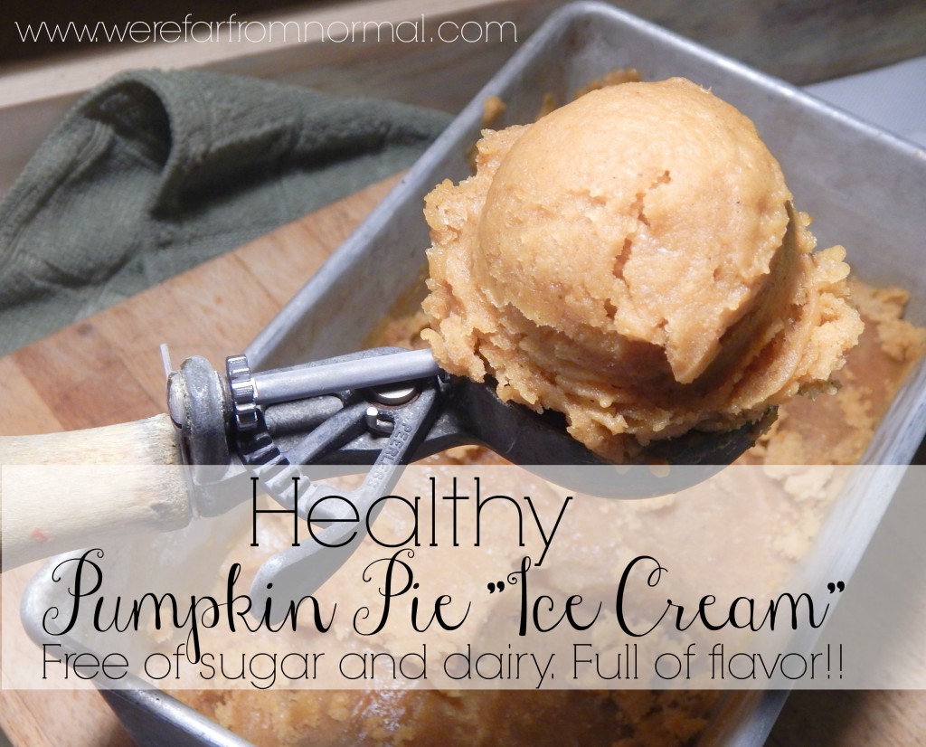 Healthy Pumpkin Pie  Ice Cream - Made with bananas and pumpkin this delicious treat is dairy free and sugar free. Full of flavor and good for you too!