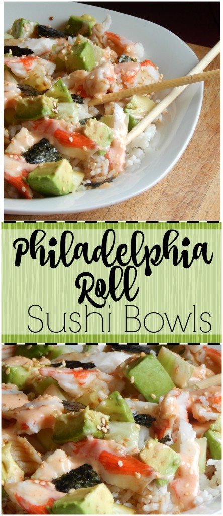 Do you love sushi? This tastes just like the Philadelphia rolls at my favorite sushi place but is so easy to put together! And you can eat a big ol' bowl of it instead of a lot of little pieces!