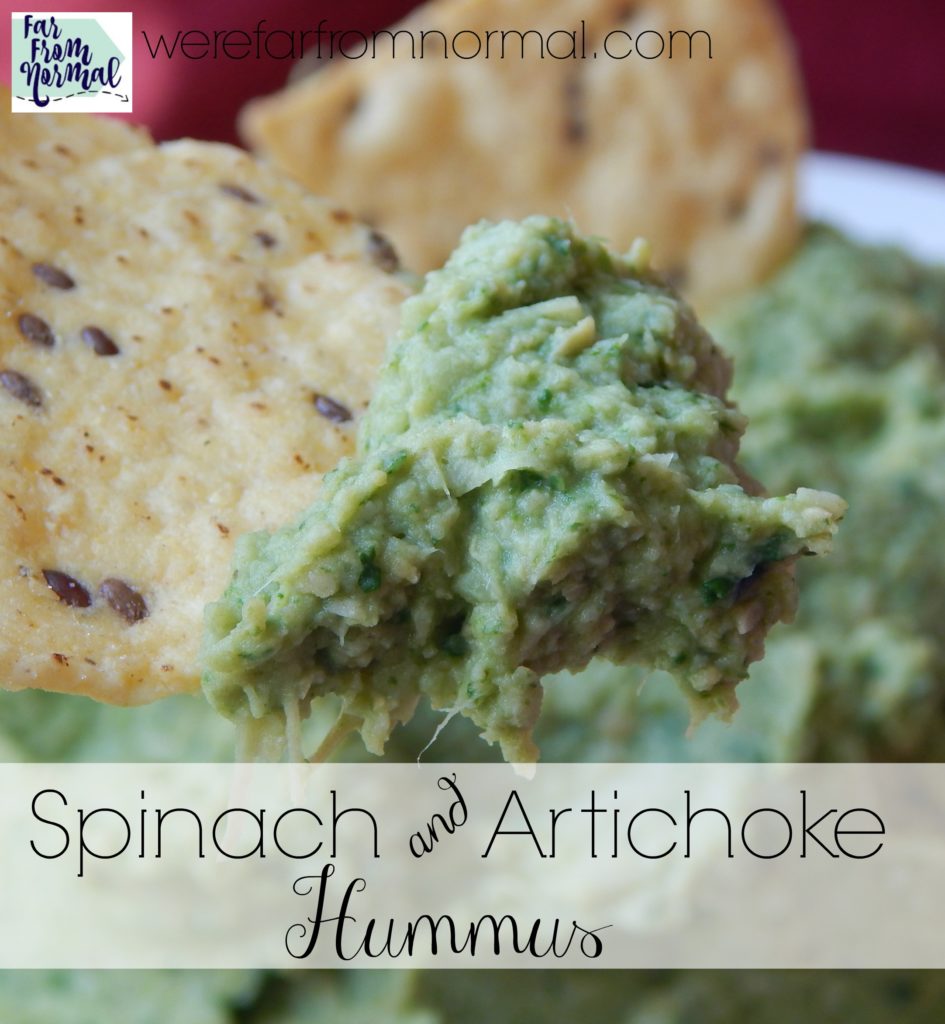 All the tastiness of spinach artichoke dip and hummus combine in this amzing dip!!