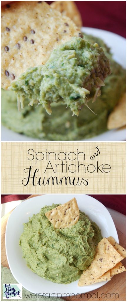 The two best dips in the world combined into one!! This spinach artichoke hummus is addiciting and everyone is sure to love it!