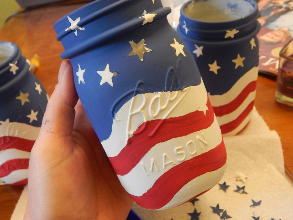 patriotic mason jar candle holders 
