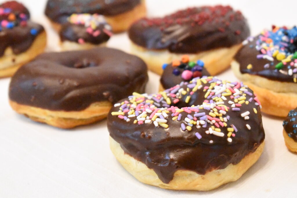 Air fryer donuts with chocolate frosting 