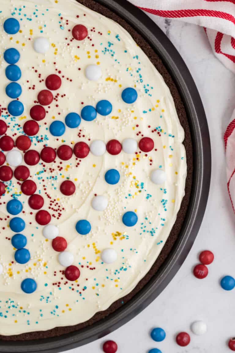 Red White & Blue Brownie Pizza