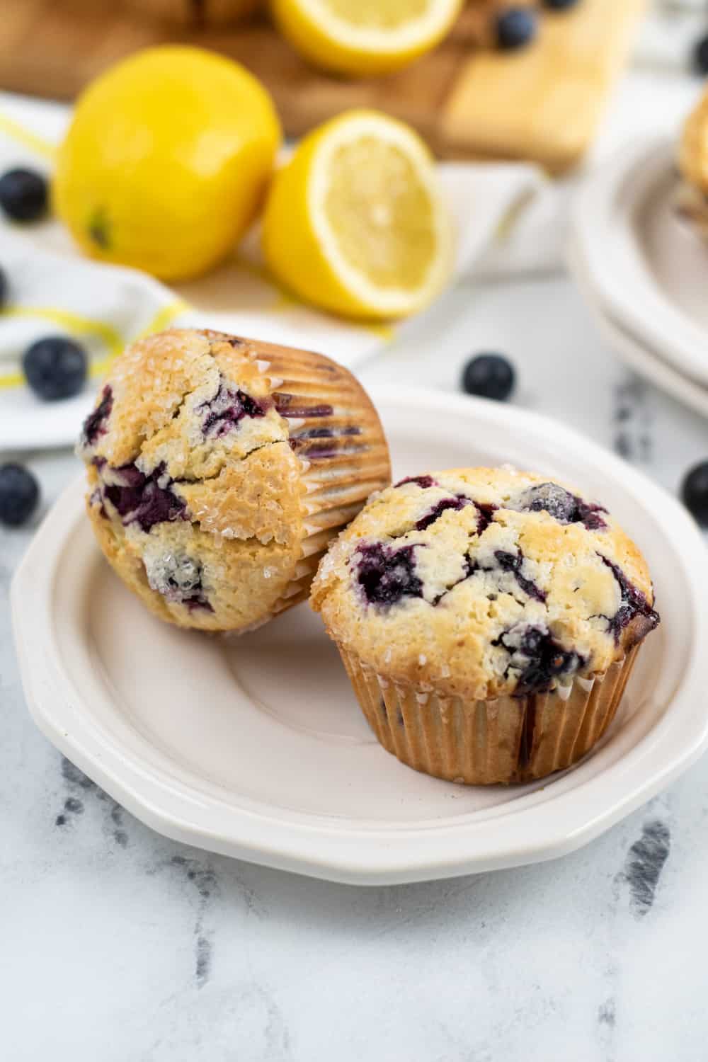 The Best Bakery Style Lemon Blueberry Muffins - Far From Normal