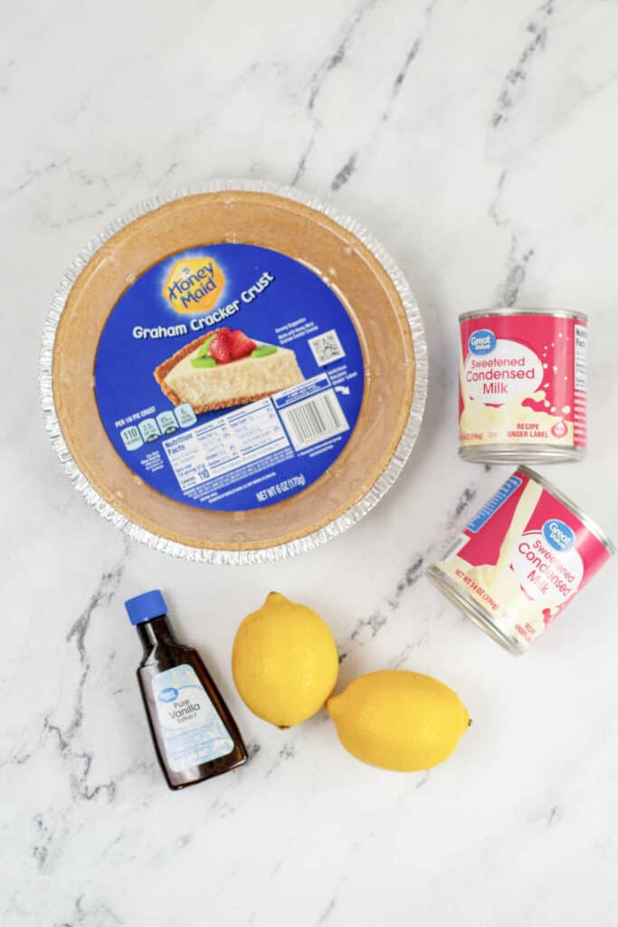 The ingredients for lemon ice box pie 