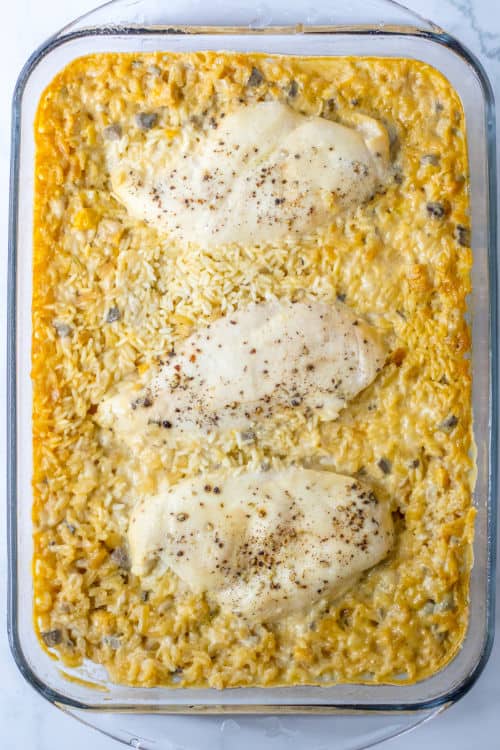 Cooked no bake chicken and rice casserole.